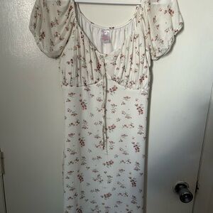 No Boundaries Cream Floral Button-Front Midi Dress